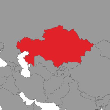 Dünya haritasında Kazakistan. Vektör illüstrasyonu.