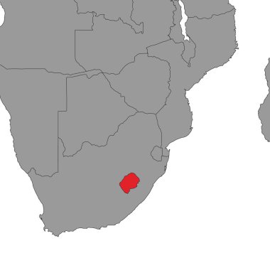 Dünya haritasında Lesotho. Vektör illüstrasyonu.