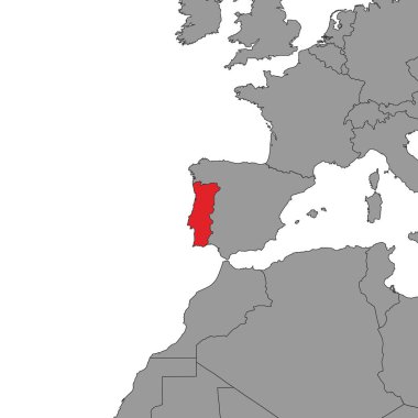 Dünya haritasında Portekiz. Vektör illüstrasyonu.