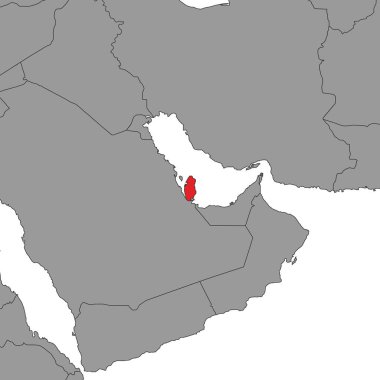 Dünya haritasında Katar. Vektör illüstrasyonu.