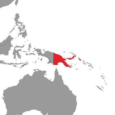 Dünya haritasında Papua Yeni Gine. Vektör illüstrasyonu.