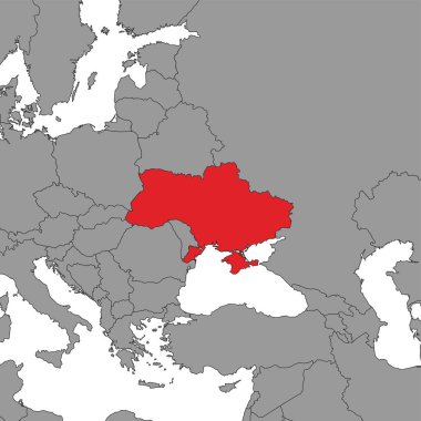 Dünya haritasında Ukrayna. Vektör illüstrasyonu.