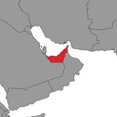 Dünya haritasında Birleşik Arap Emirlikleri. Vektör illüstrasyonu.
