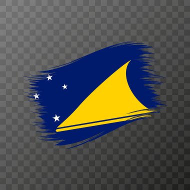 Tokelau ulusal bayrağı. Grunge fırça darbesi. Şeffaf arkaplanda vektör illüstrasyonu.
