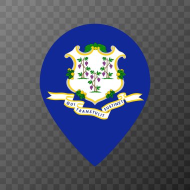 Connecticut eyaletinin bayrağını gösteren bir işaret. Alabama bayrağı. Vektör illüstrasyonu.