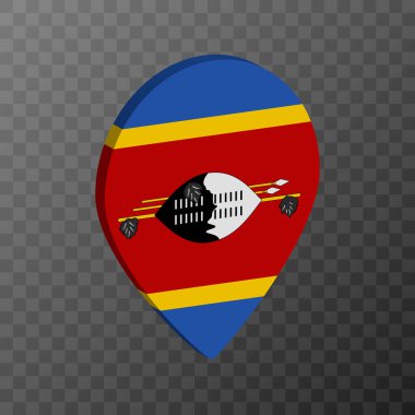 Eswatini bayrağıyla harita işaretleyici. Vektör illüstrasyonu.