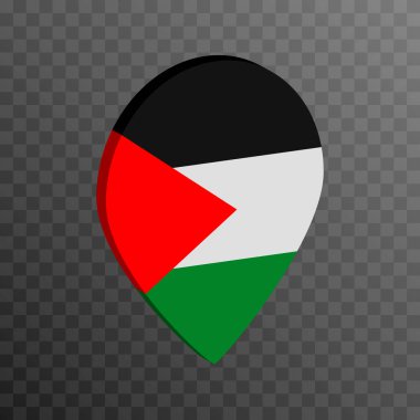Map pointer with Palestine flag. Vector illustration.