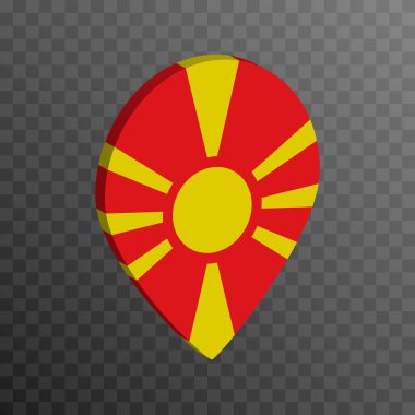 Map pointer with North Macedonia flag. Vector illustration.