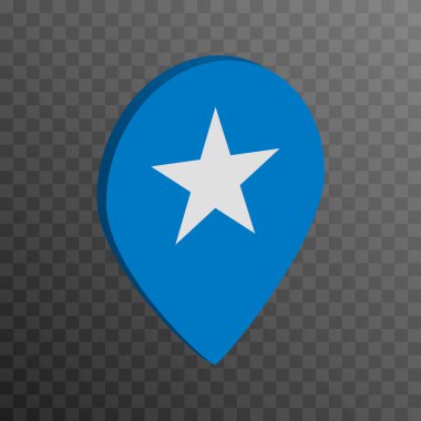 Map pointer with Somalia Islands flag. Vector illustration.