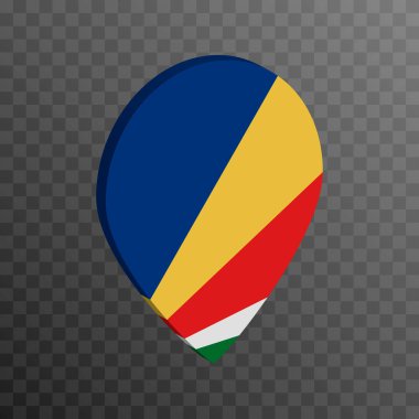 Map pointer with Seychelles flag. Vector illustration.