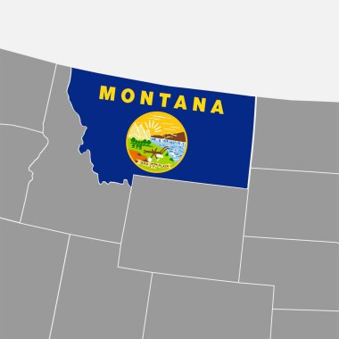 Montana state map with flag. Vector illustration.