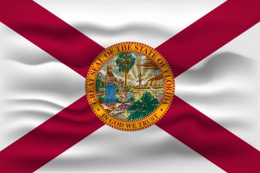 Waving flag of the Florida state. Vector illustration.