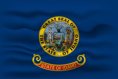 Waving flag of the Idaho state. Vector illustration.