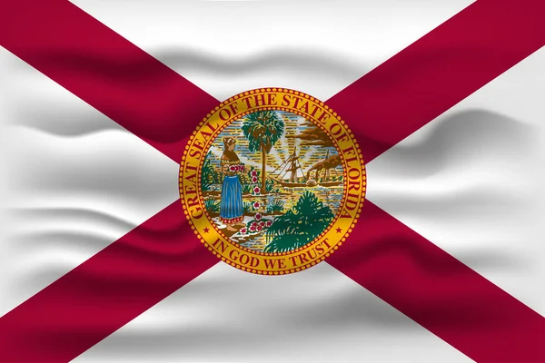 Waving flag of the Florida state. Vector illustration.