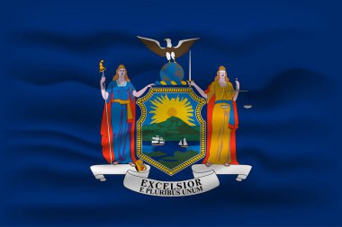 Waving flag of the New York state. Vector illustration.