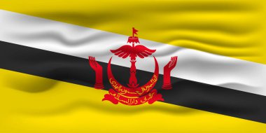 Waving flag of the country Brunei. Vector illustration.