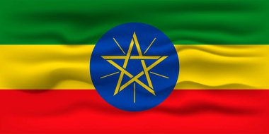 Waving flag of the country Ethiopia. Vector illustration.