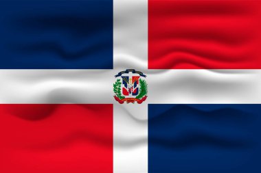 Waving flag of the country Dominican Republic. Vector illustration.