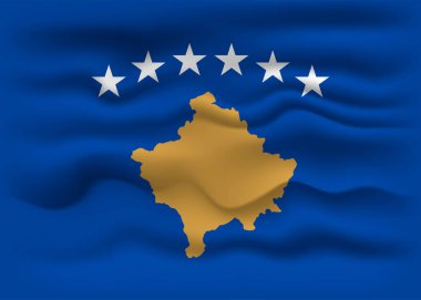 Waving flag of the country Kosovo. Vector illustration.