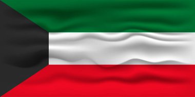 Waving flag of the country Kuwait. Vector illustration.