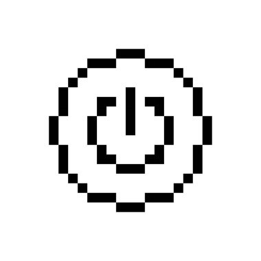 Black power button, pixel art icon. Vector illustration.