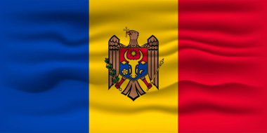 Waving flag of the country Moldova. Vector illustration.