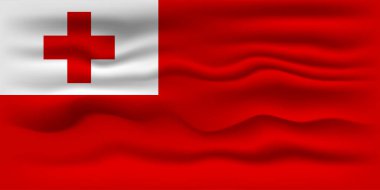 Waving flag of the country Tonga. Vector illustration.