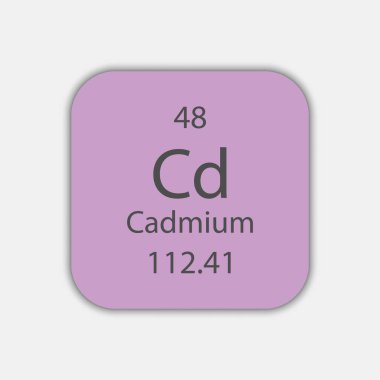 Kadmiyum sembolü. Periyodik tablonun kimyasal elementi. Vektör illüstrasyonu.