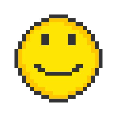 Smiling face icon. Pixel art emoticons. Vector illustration.