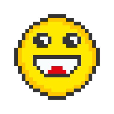 Smiling face icon. Pixel art emoticons. Vector illustration.