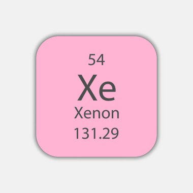 Xenon sembolü. Periyodik tablonun kimyasal elementi. Vektör illüstrasyonu.