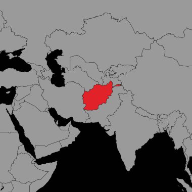 Dünya haritasında Afganistan bayrağıyla birlikte pin haritası. Vektör illüstrasyonu.
