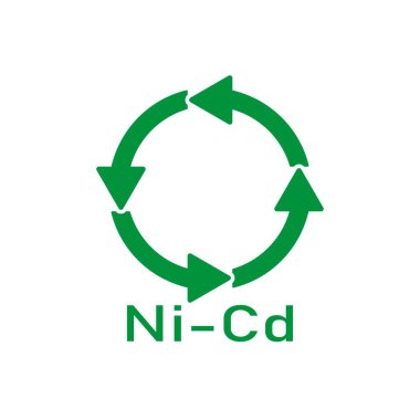 Pil geri dönüşümü ni-cd, vektör illüstrasyonu, işaret.