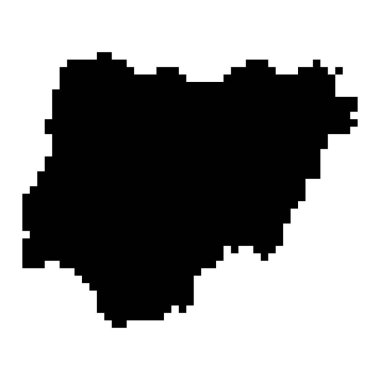 Pixel map of Nigeria. Vector illustration.