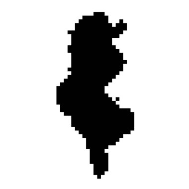 Pixel map of Tunisia. Vector illustration.