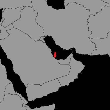 Dünya haritasında Katar bayrağı olan pin haritası. Vektör illüstrasyonu.