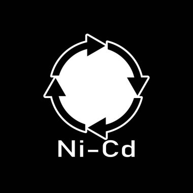 Pil geri dönüşümü ni-cd, vektör illüstrasyonu, işaret.