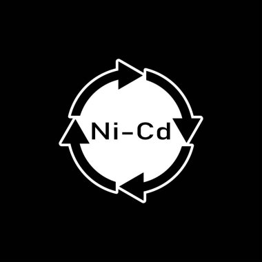Pil geri dönüşümü ni-cd, vektör illüstrasyonu, işaret.