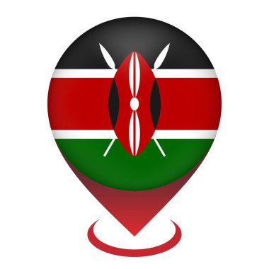 Kenya ile harita işaretleyicisi. Kenya bayrağı. Vektör illüstrasyonu.