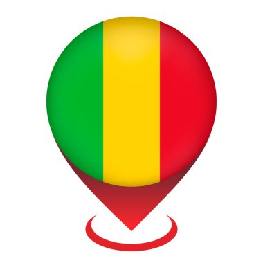 Ülke Mali ile harita işaretleyici. Mali bayrağı. Vektör illüstrasyonu.