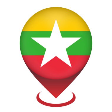 Myanmar ülkesinin haritası. Myanmar bayrağı. Vektör illüstrasyonu.