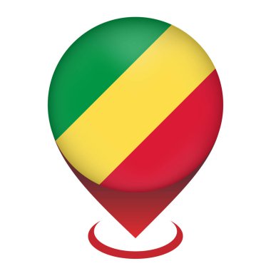 Kongo Cumhuriyeti 'nin harita göstergesi. Kongo Cumhuriyeti bayrağı. Vektör illüstrasyonu.