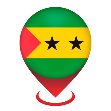 Aziz Thomas ve Prens 'in bulunduğu harita işaretçisi. Aziz Thomas ve Prens bayrağı. Vektör illüstrasyonu.