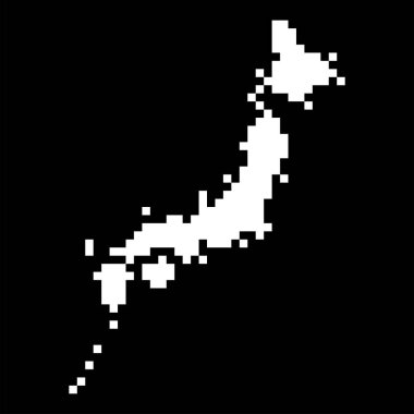 Pixel map of Japan. Vector illustration.