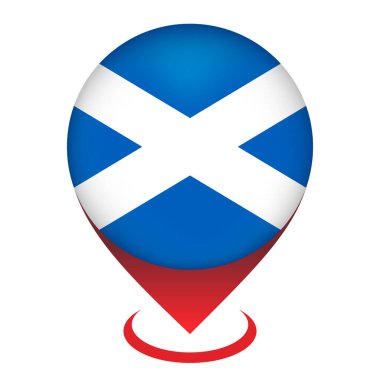 Map pointer with Scotland. Scotland flag. Vector illustration.