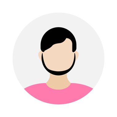 Empty face icon avatar with black beard and hair. Vector illustration.