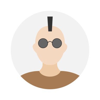 Empty face icon avatar with Iroquois and sunglasses. Vector illustration.