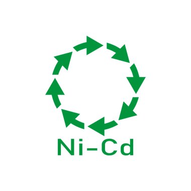 Pil geri dönüşümü ni-cd, vektör illüstrasyonu, işaret.