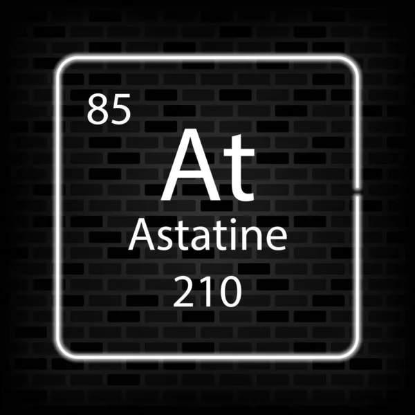 Astatine Neon Symbol Chemical Element Periodic Table Vector Illustration — 스톡 벡터