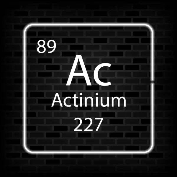Actinium Neon Szimbólum Periódusos Rendszer Kémiai Eleme Vektorillusztráció — Stock Vector
